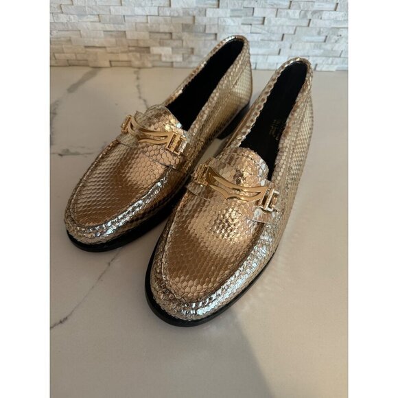 G.H. Bass Weejuns Lilianna Keeper Bit Gold Loafers Snake Womens Size 7.5 NEW - Picture 3 of 7